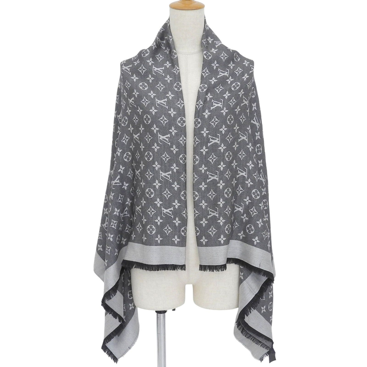 Louis Vuitton Shawl Monogram Denim Silk Fringe Scarf — view 2