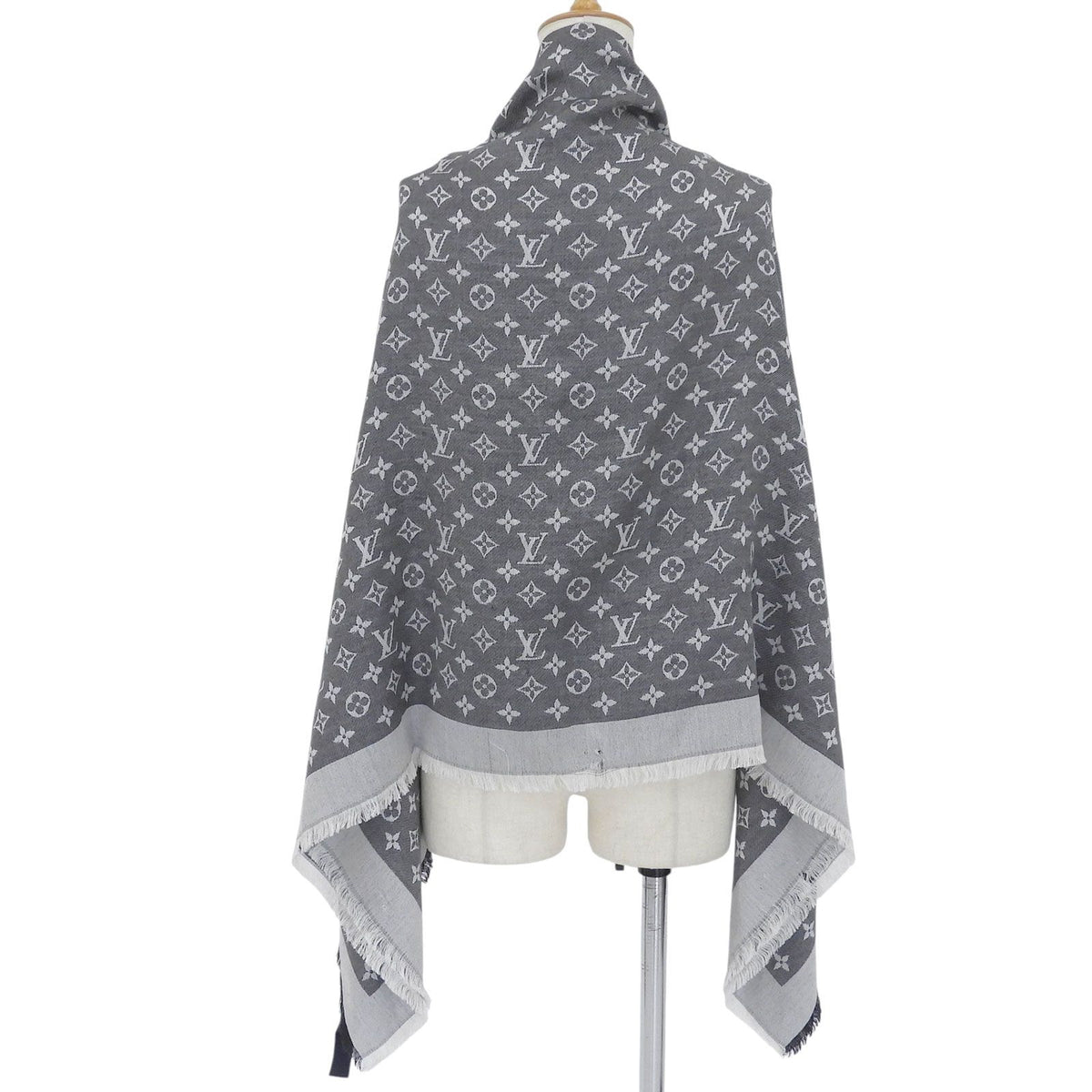 Louis Vuitton Shawl Monogram Denim Silk Fringe Scarf — view 3