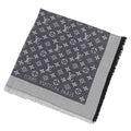 Louis Vuitton Shawl Monogram Denim Silk Fringe Scarf