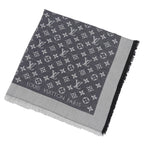 Louis Vuitton Shawl Monogram Denim Silk Fringe Scarf