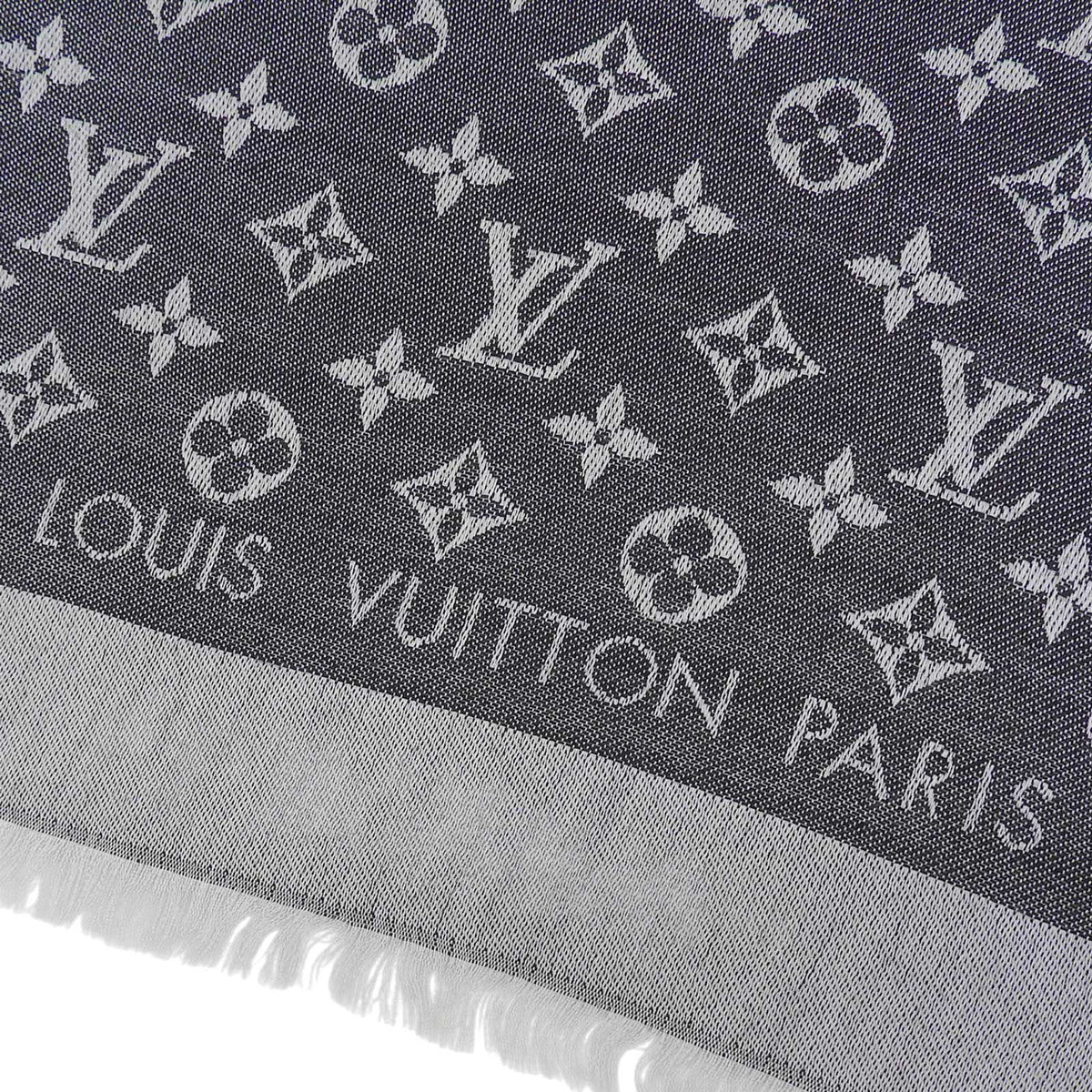 Louis Vuitton Shawl Monogram Denim Silk Fringe Scarf — view 5
