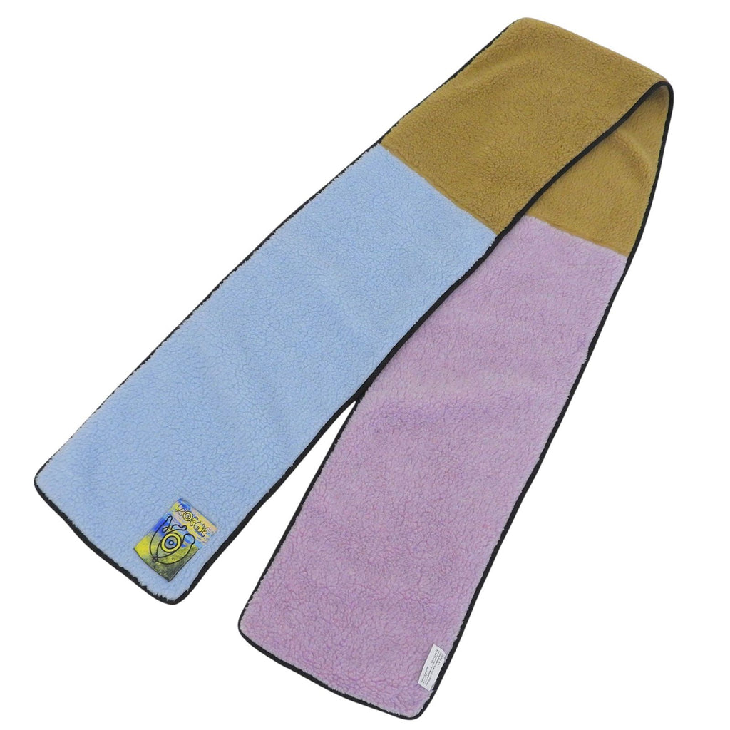 Loewe Logo Embroidery Patch Color Block Fleece Scarf Light Blue Brown Pink — view 3
