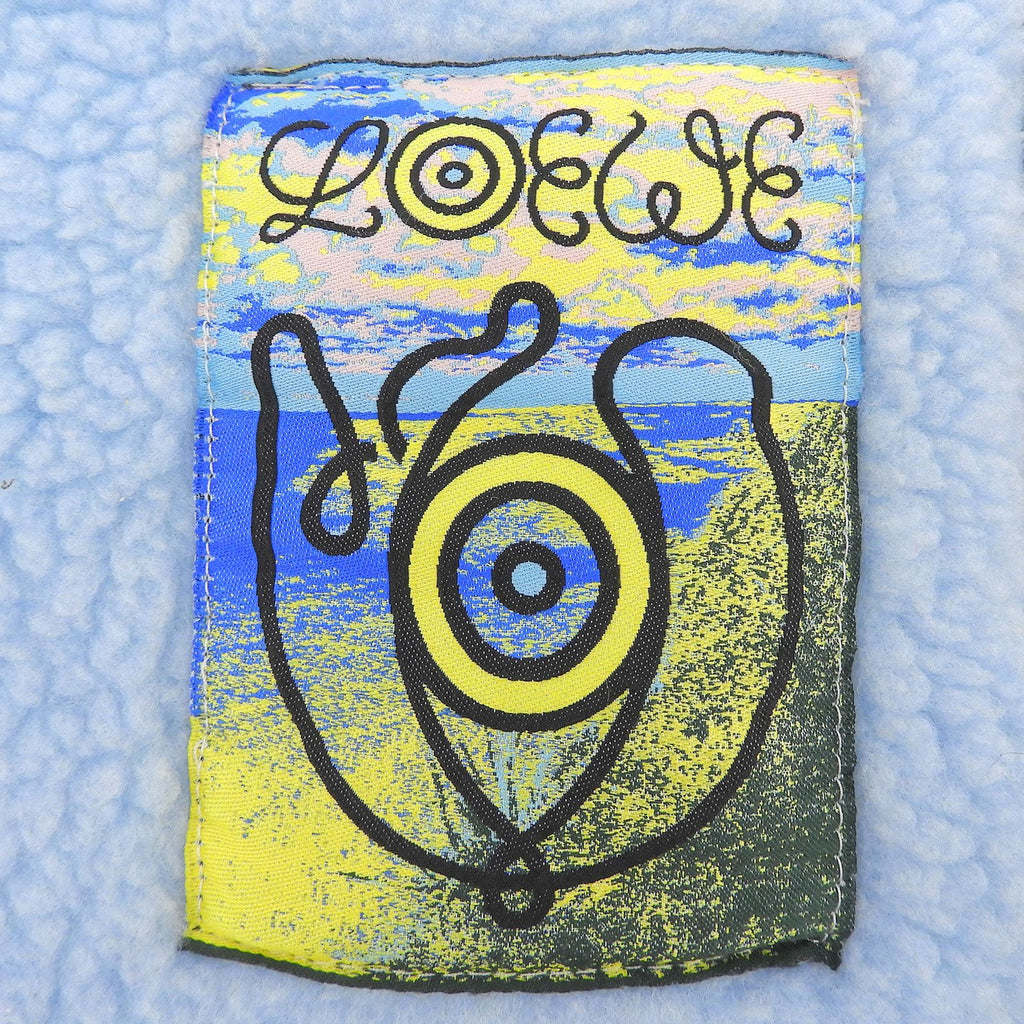 Loewe Logo Embroidery Patch Color Block Fleece Scarf Light Blue Brown Pink — view 5