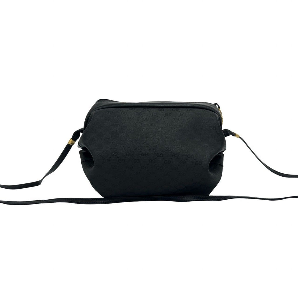 Gucci Vintage Micro GG Logo Leather Shoulder Bag Pochette Black — view 3