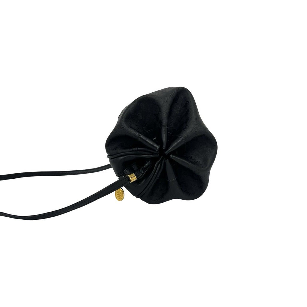 Gucci Vintage Micro GG Logo Leather Shoulder Bag Pochette Black — view 5