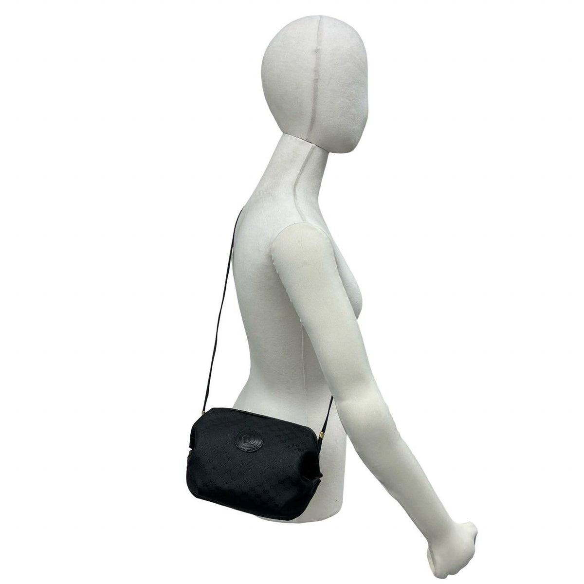 Gucci Vintage Micro GG Logo Leather Shoulder Bag Pochette Black — view 2