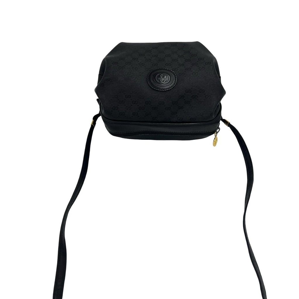 Gucci Vintage Micro GG Logo Leather Shoulder Bag Pochette Black — view 4