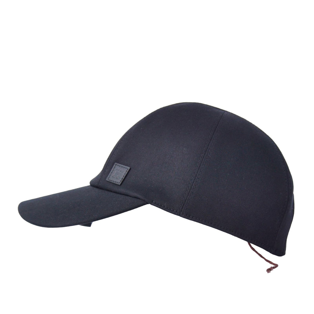 Hermes Hat Miles Cap Sellier Buttons H Logo 59 Cotton Black — view 5