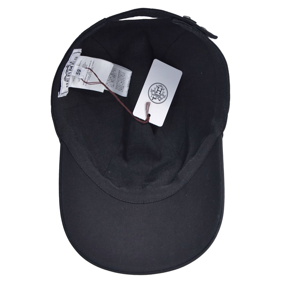 Hermes Hat Miles Cap Sellier Buttons H Logo 59 Cotton Black — view 7