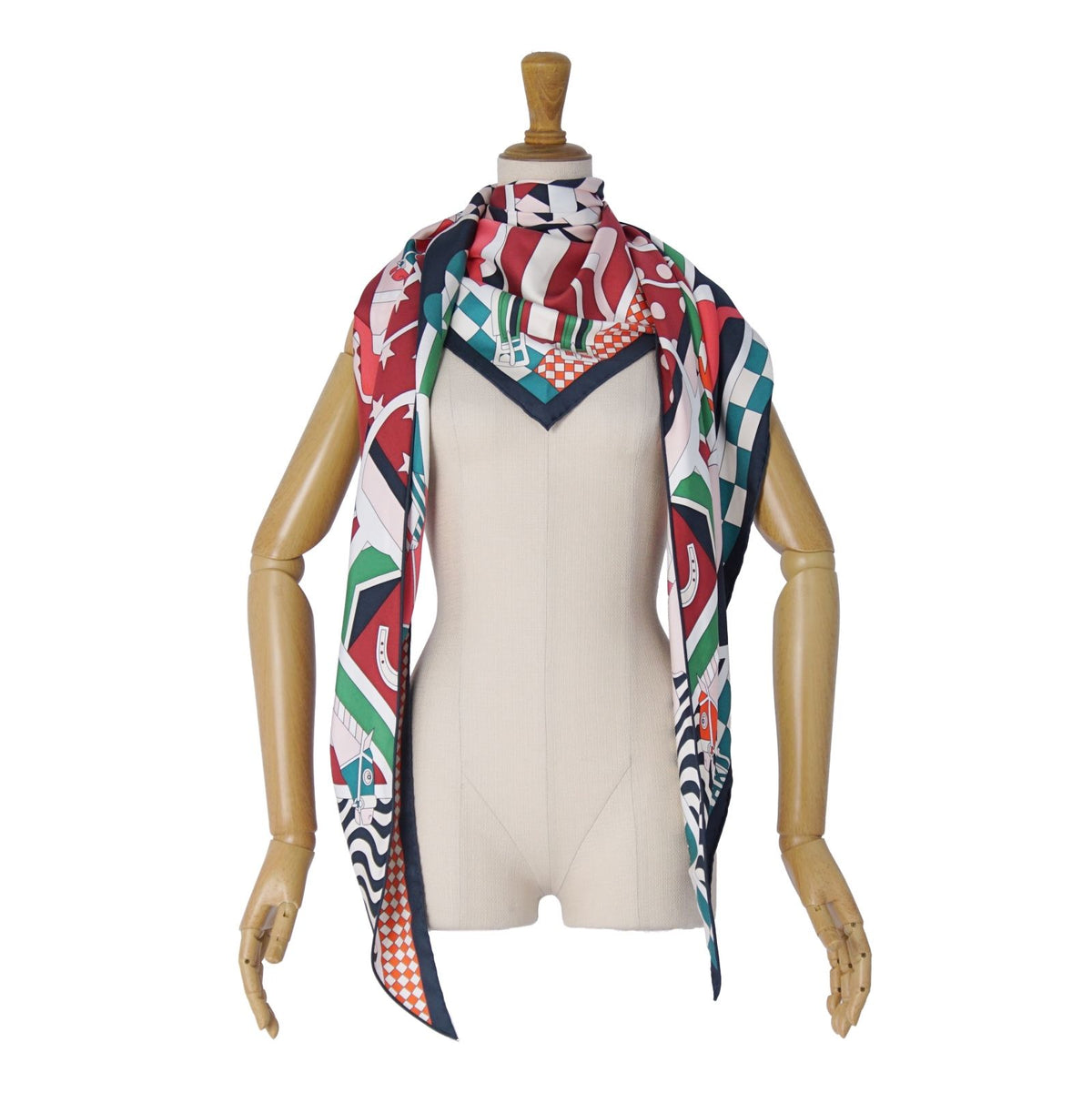 Hermes Scarf Triangle Jean All Over Print Steeple Chase Silk Multicolor — view 3