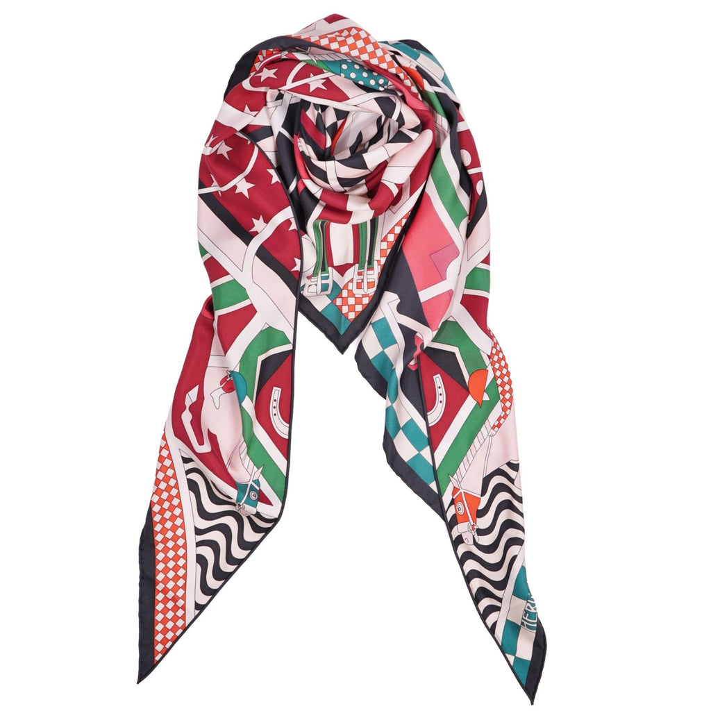 Hermes Scarf Triangle Jean All Over Print Steeple Chase Silk Multicolor — view 2