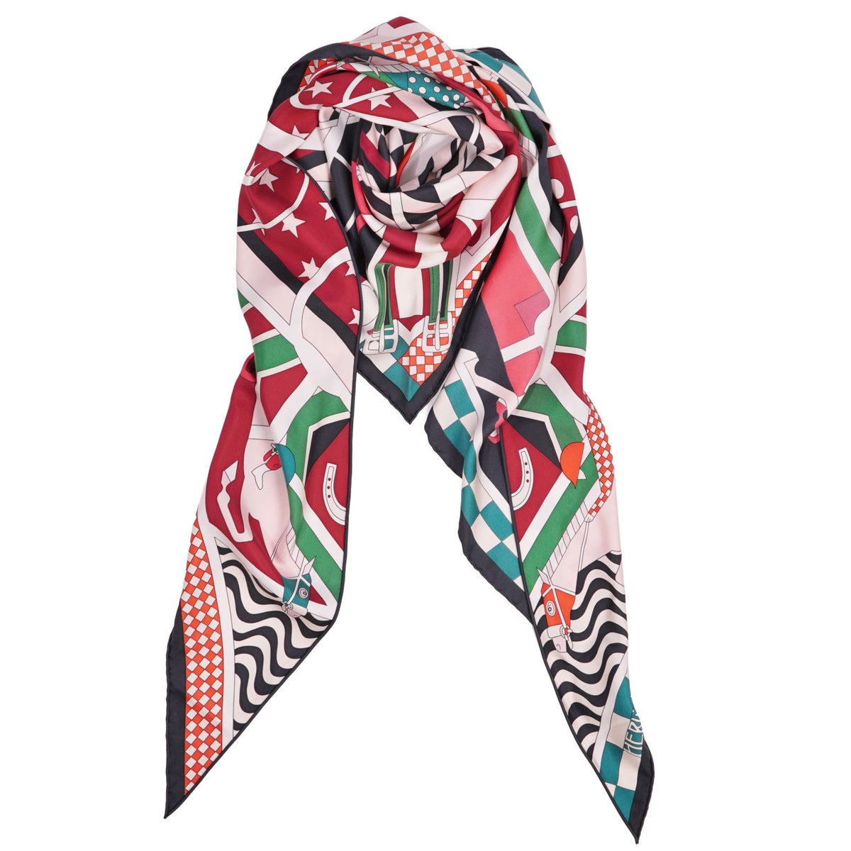 Hermes Scarf Triangle Jean All Over Print Steeple Chase Silk Multicolor — view 2