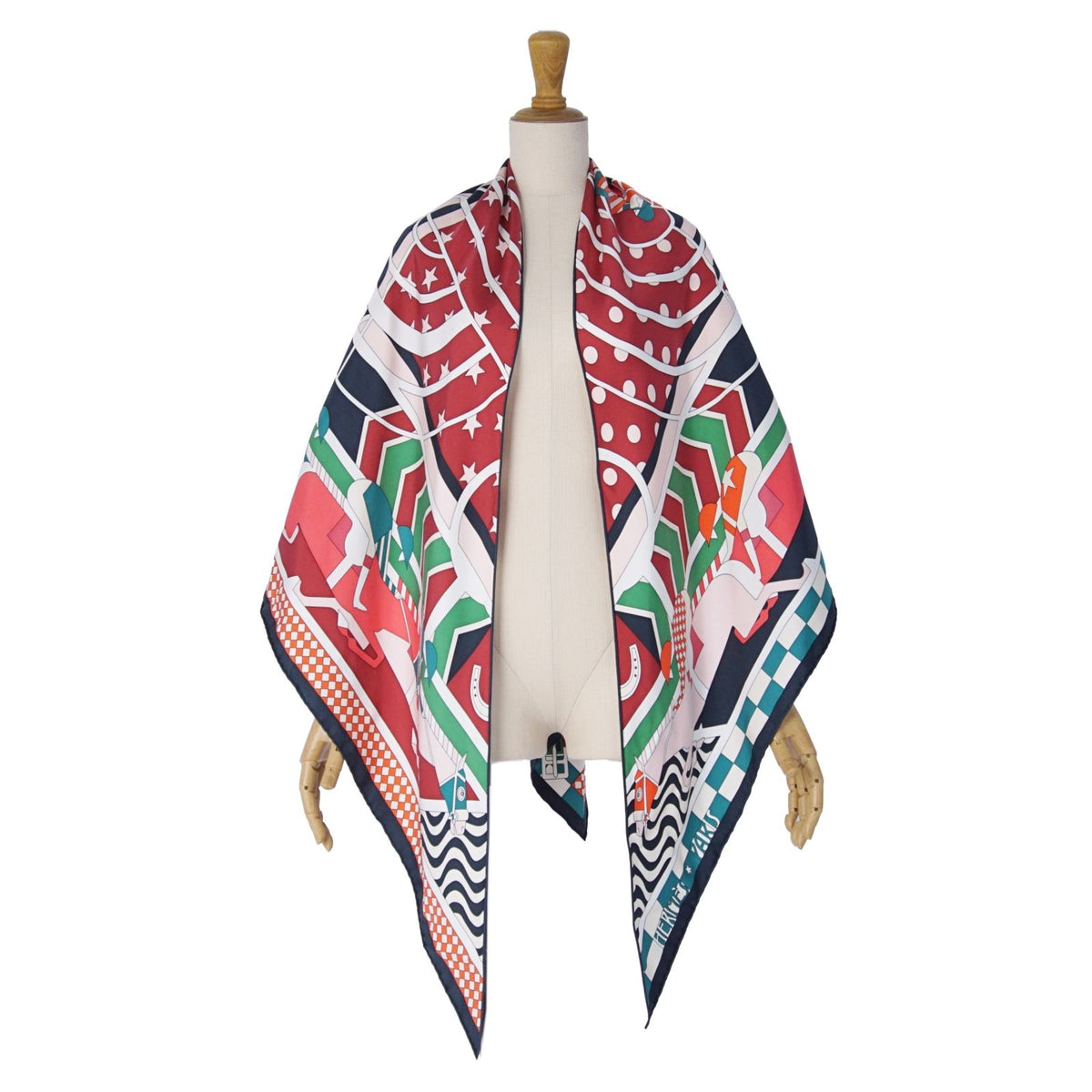 Hermes Scarf Triangle Jean All Over Print Steeple Chase Silk Multicolor — view 4