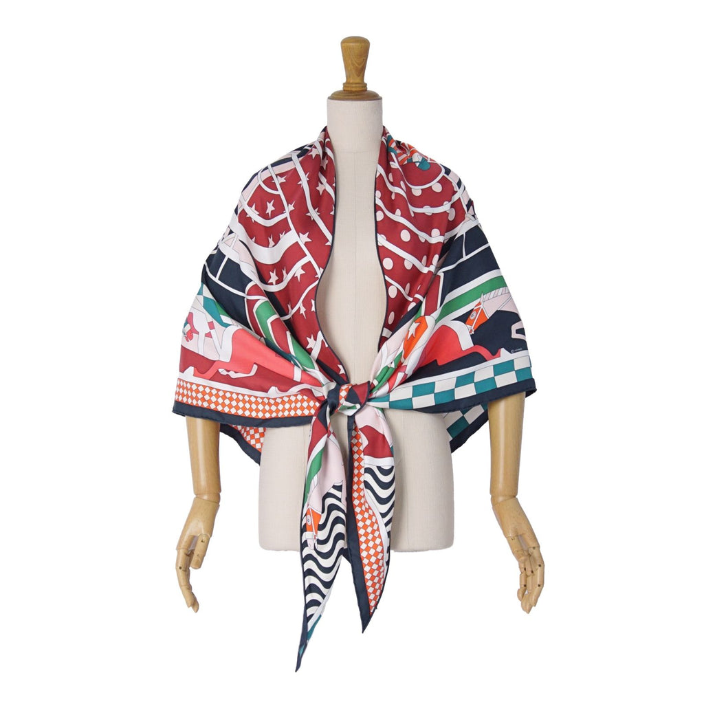 Hermes Scarf Triangle Jean All Over Print Steeple Chase Silk Multicolor — view 5