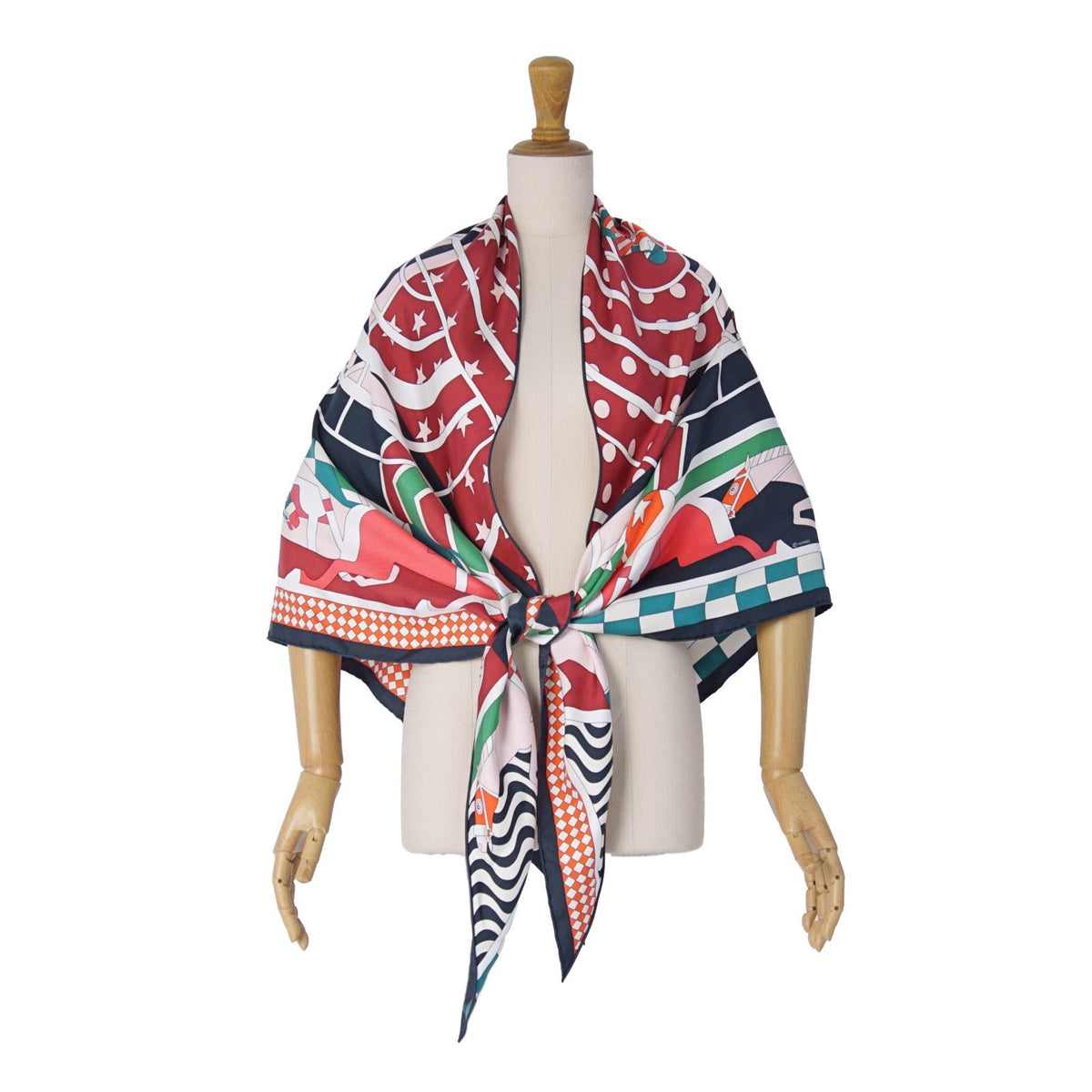 Hermes Scarf Triangle Jean All Over Print Steeple Chase Silk Multicolor — view 5