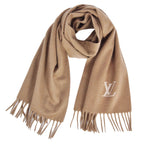 Louis Vuitton Scarf Shawl LV Logo Fringe Cashmere Brown — view 3
