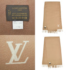 Louis Vuitton Scarf Shawl LV Logo Fringe Cashmere Brown — view 5