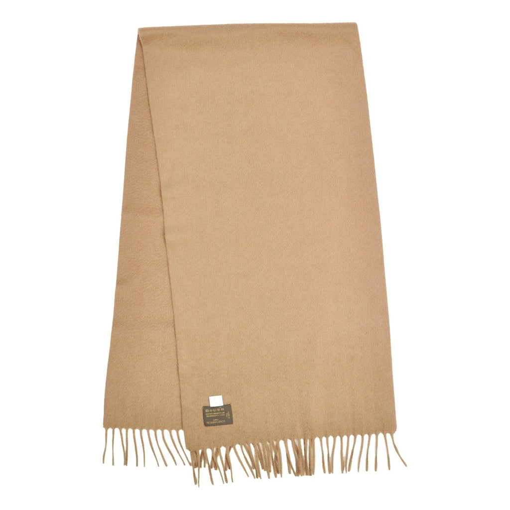 Louis Vuitton Scarf Shawl LV Logo Fringe Cashmere Brown — view 2