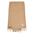 Louis Vuitton Scarf Shawl LV Logo Fringe Cashmere Brown