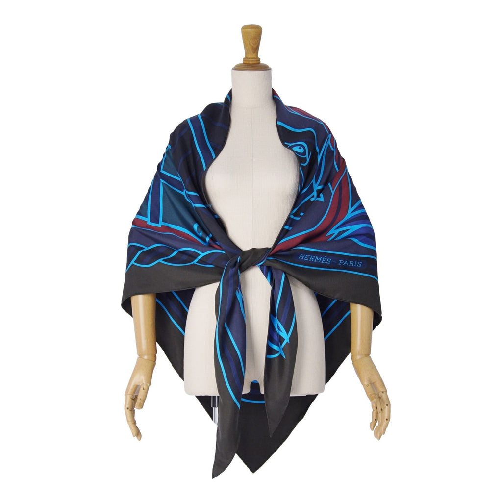 Hermes Scarf Triangle Jean All Over Print Coup de Fouet Silk Multicolor — view 5