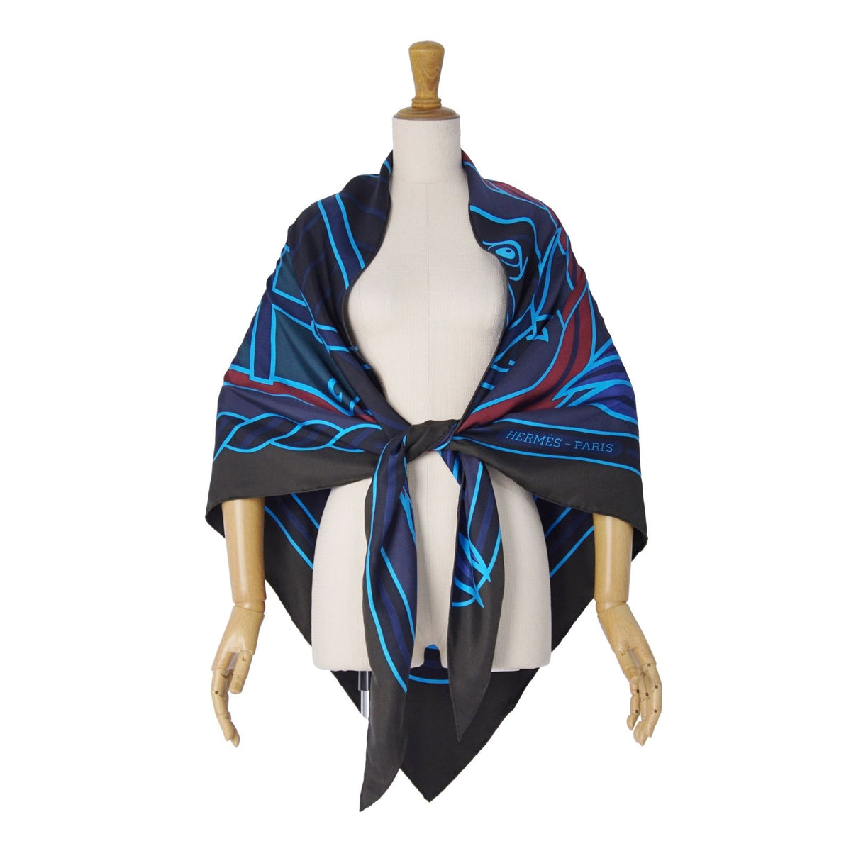 Hermes Scarf Triangle Jean All Over Print Coup de Fouet Silk Multicolor — view 5