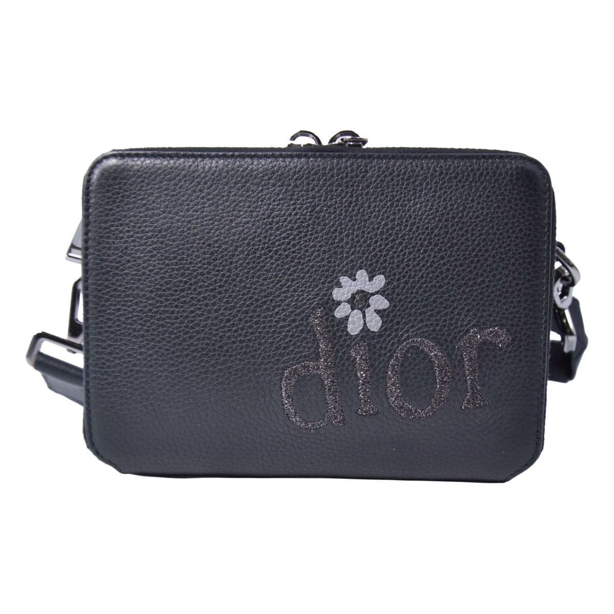 Dior Erl Shoulder Pouch Logo Purse Leather Black Homme — view 4