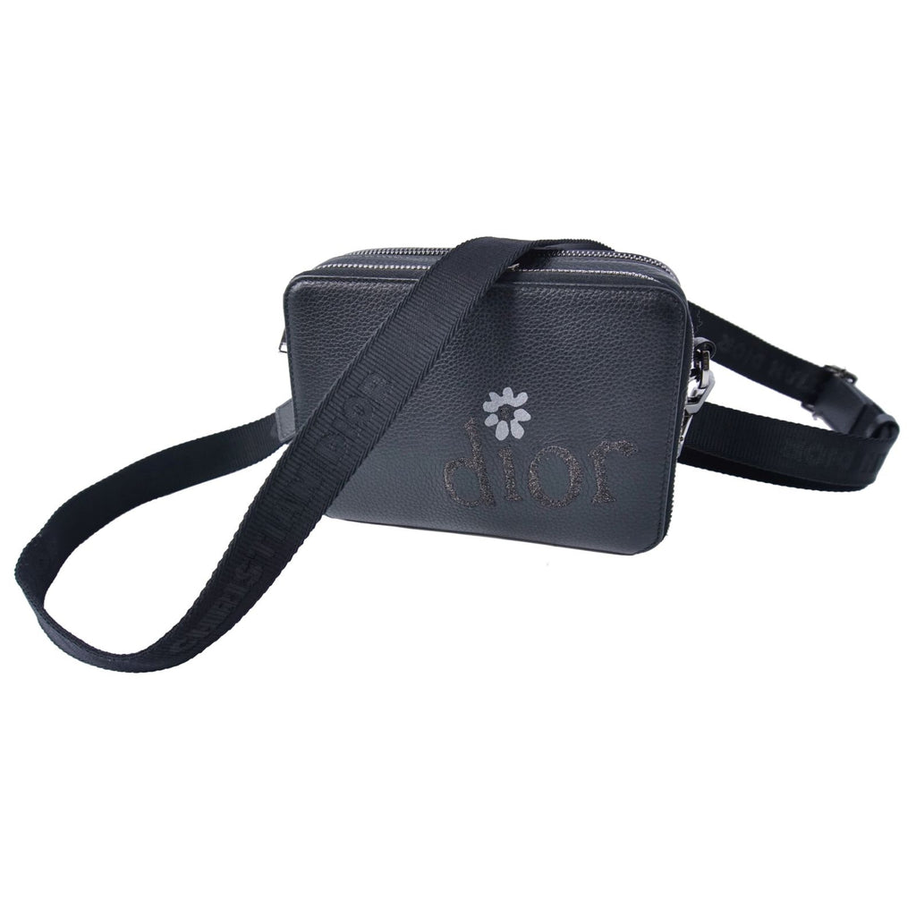 Dior Erl Shoulder Pouch Logo Purse Leather Black Homme