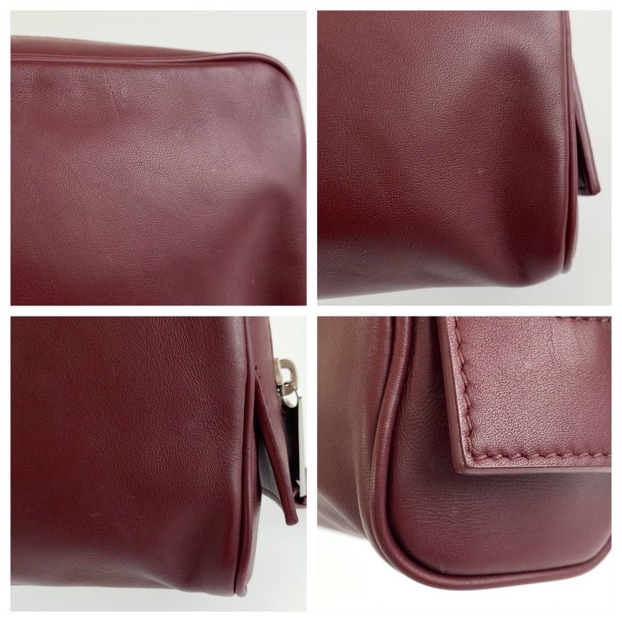 Bottega Veneta Wine Red Bordeaux Leather Clutch Pouch — view 5