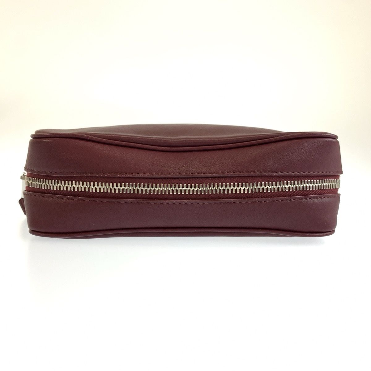 Bottega Veneta Wine Red Bordeaux Leather Clutch Pouch — view 8