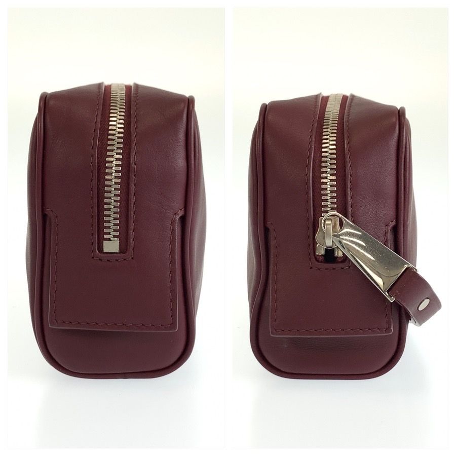 Bottega Veneta Wine Red Bordeaux Leather Clutch Pouch — view 6