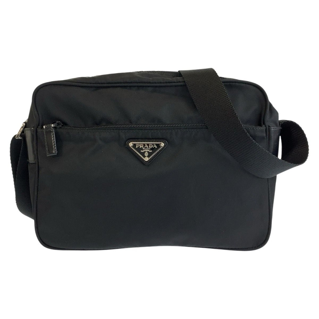 Prada Tessuto Black Silver Nylon Camera Bag Pochette
