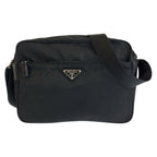 Prada Tessuto Black Silver Nylon Camera Bag Pochette