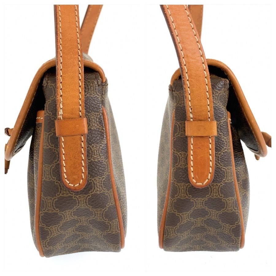 Celine Vintage Macadam Brown Leather Shoulder Bag Pochette — view 8