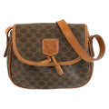 Celine Vintage Macadam Brown Leather Shoulder Bag Pochette