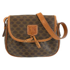 Celine Vintage Macadam Brown Leather Shoulder Bag Pochette
