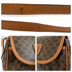 Celine Vintage Macadam Brown Leather Shoulder Bag Pochette — view 6