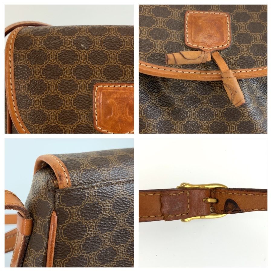 Celine Vintage Macadam Brown Leather Shoulder Bag Pochette — view 5