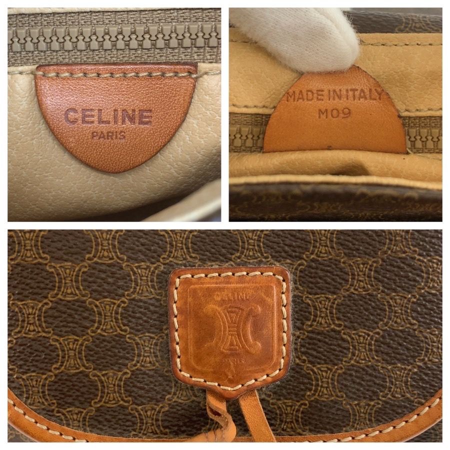 Celine Vintage Macadam Brown Leather Shoulder Bag Pochette — view 3
