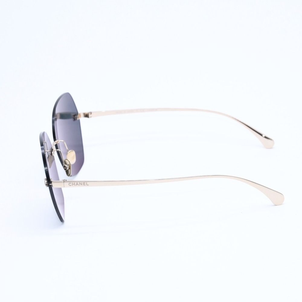Chanel Rimless Sunglasses Eyewear CC Logo Black Gold — view 6