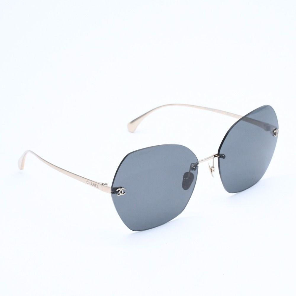 Chanel Rimless Sunglasses Eyewear CC Logo Black Gold — view 4