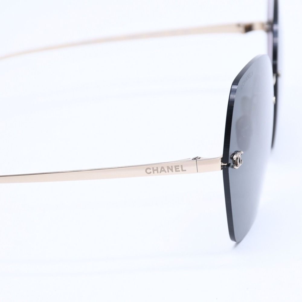 Chanel Rimless Sunglasses Eyewear CC Logo Black Gold — view 8