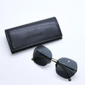 Chanel Rimless Sunglasses Eyewear CC Logo Black Gold