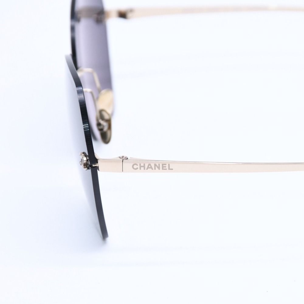 Chanel Rimless Sunglasses Eyewear CC Logo Black Gold — view 7