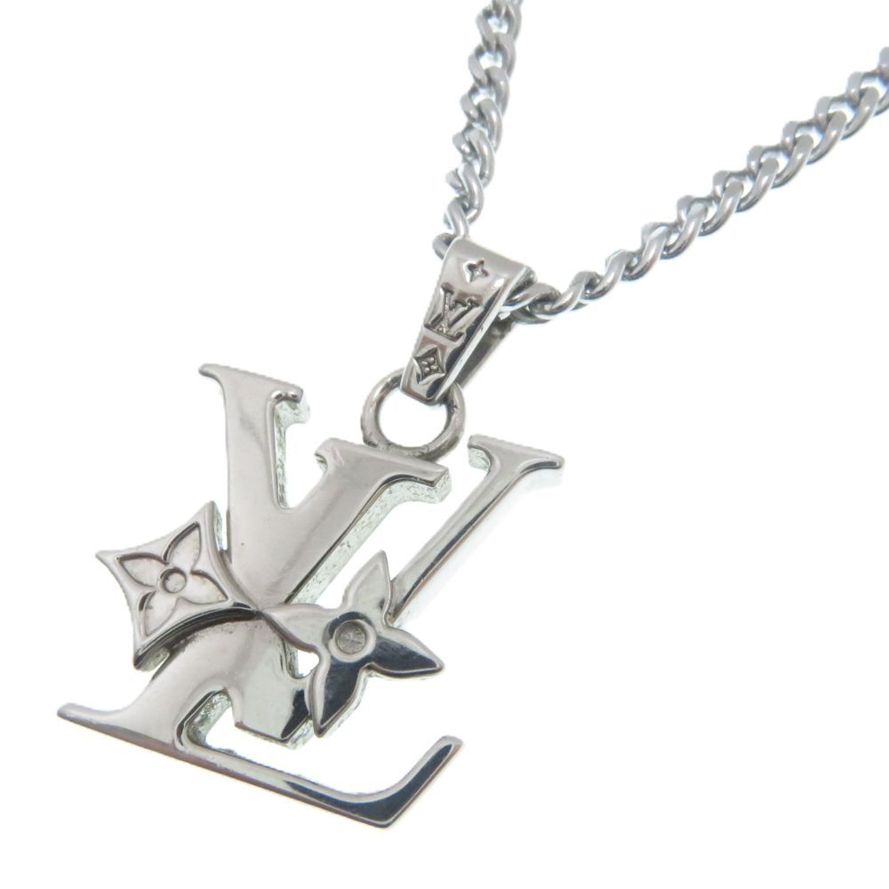 Louis Vuitton Pendant Monogram Low Necklace Stainless Steel Silver — view 3