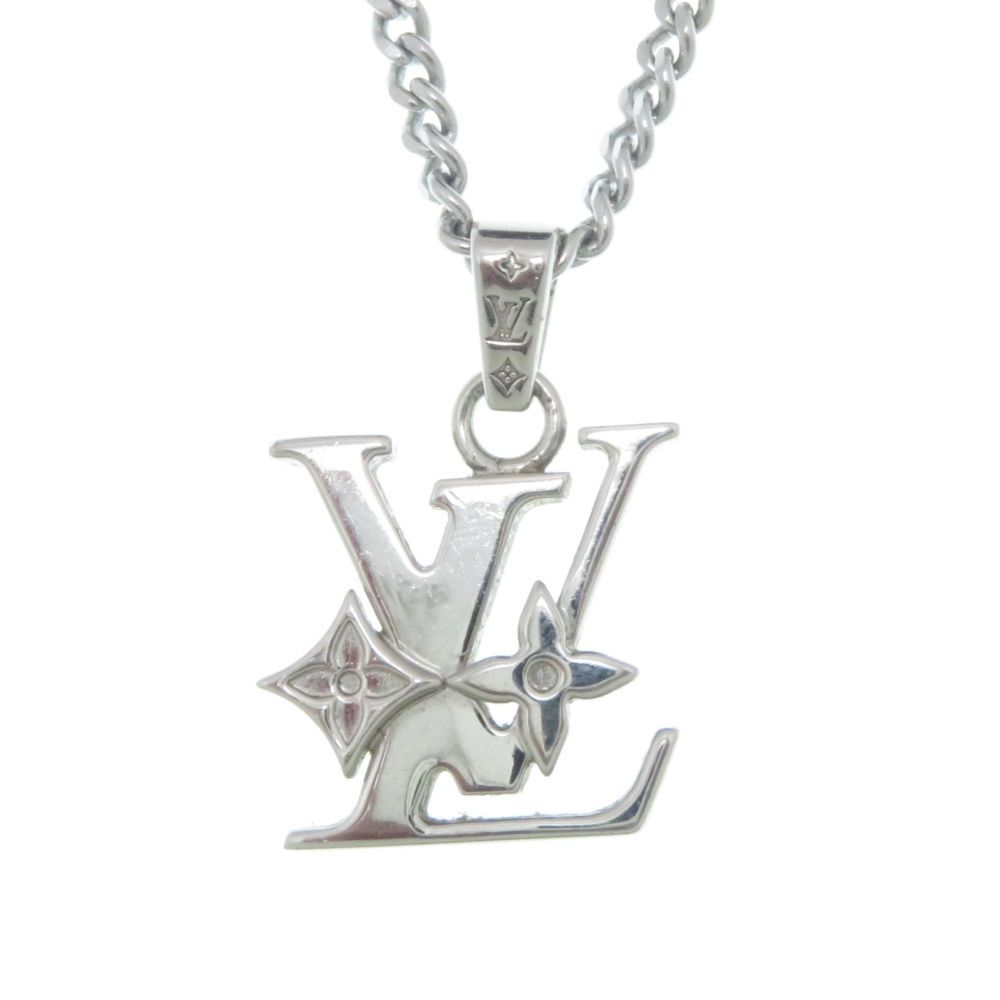 Louis Vuitton Pendant Monogram Low Necklace Stainless Steel Silver