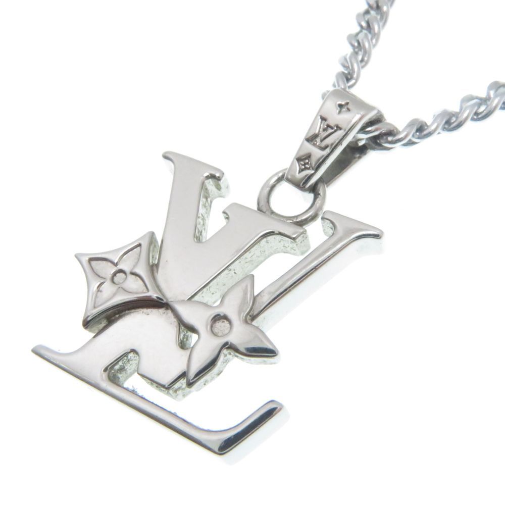 Louis Vuitton Pendant Monogram Low Necklace Stainless Steel Silver — view 7