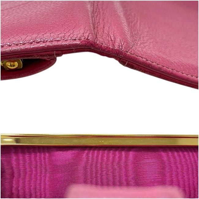 Chanel Wallet Bifold Gamaguchi CC Logo Caviar Leather Pink Vintage — view 4