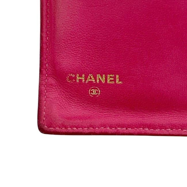 Chanel Wallet Bifold Gamaguchi CC Logo Caviar Leather Pink Vintage — view 5
