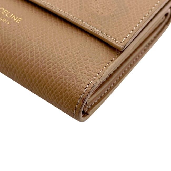 Celine Trifold Wallet Leather Beige — view 5
