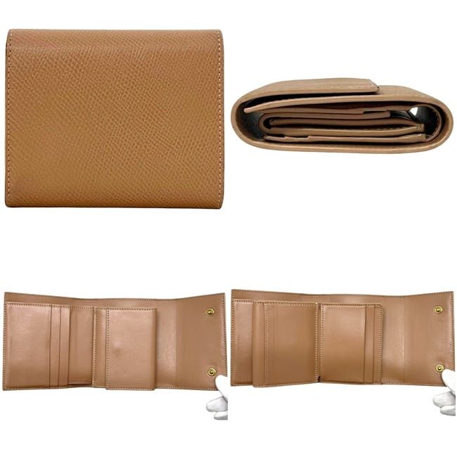 Celine Trifold Wallet Leather Beige — view 2